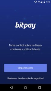 Interfaz principal de BitPay Wallet-Bitcoin Multi-Signature Wallet